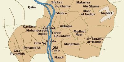 Mapa ng cairo at nakapaligid na mga lugar